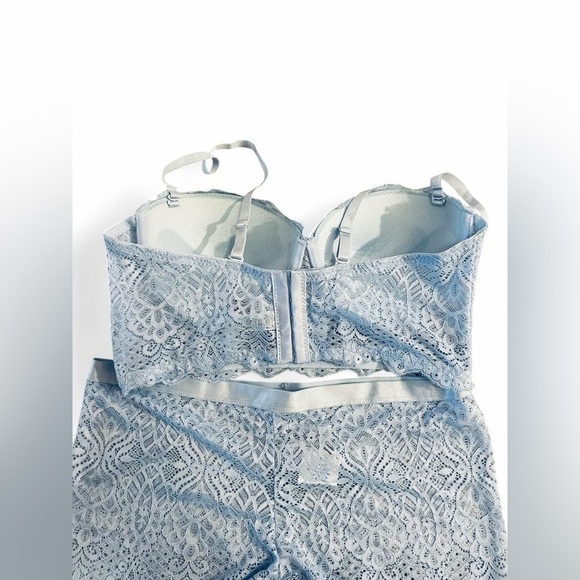 Lace Bralette and Boyshort Set in Light Blue - Picture 2 of 4